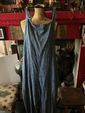 Eileen Fisher Chambray Wide Leg Jumpsuit in Denim Blue